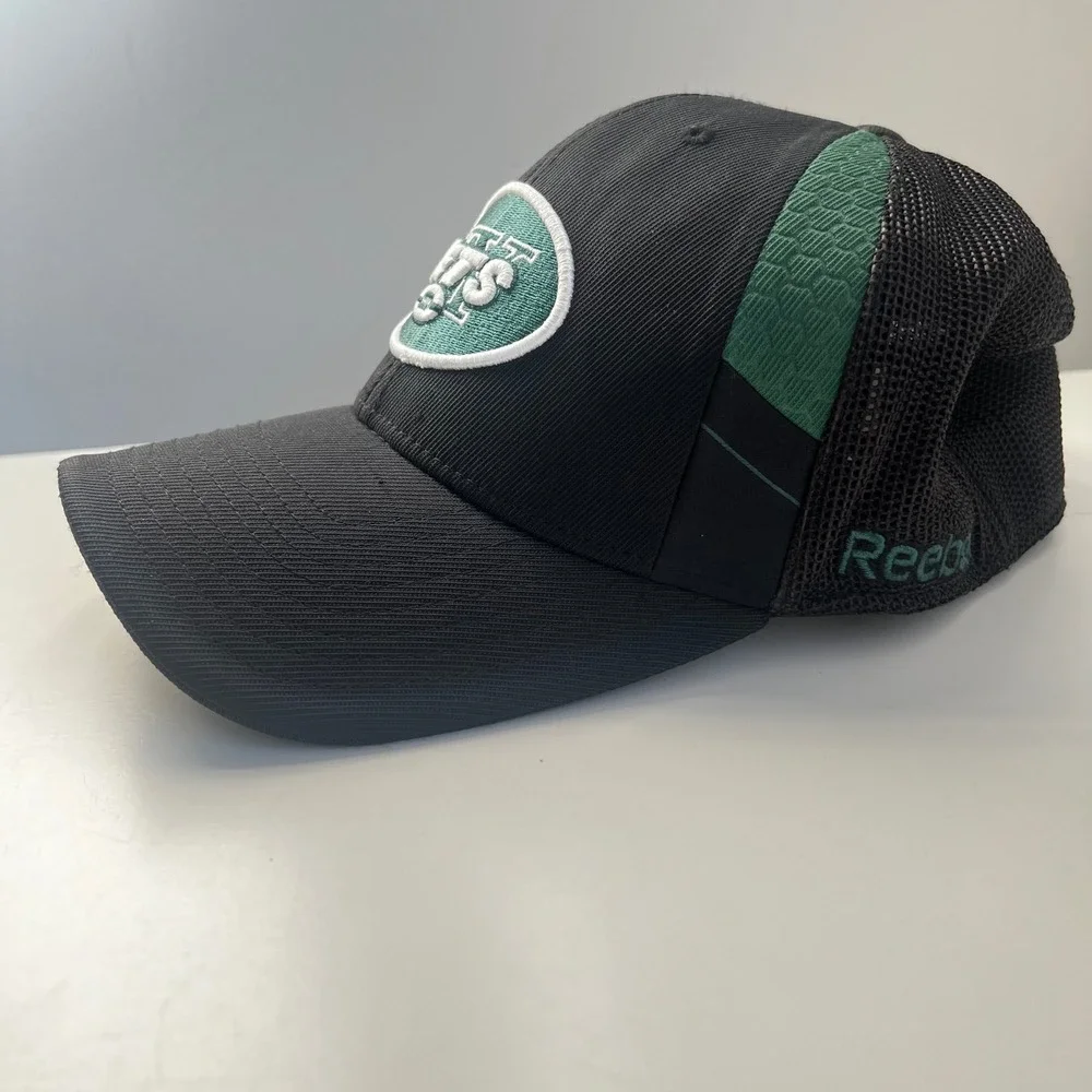 Reebok New York Jets NFL Trucker Hat Black Green Mesh Back Cap